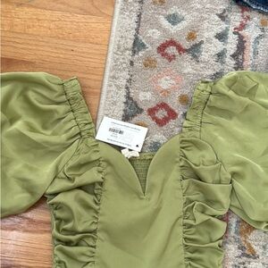 Green Puff Sleeve Top